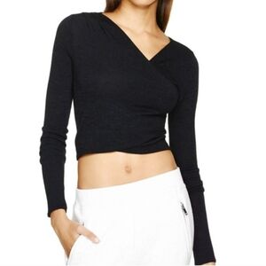 Aritzia Talula Long Sleeve Wrap Crop Top